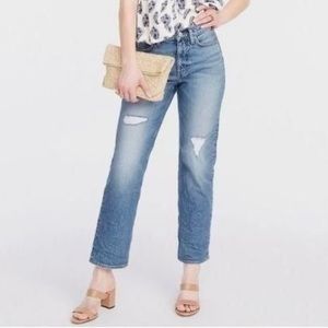 J.Crew Mid-Rise  Classic Straight Jeans Womens Crete Wash Destructed Denim Sz 30